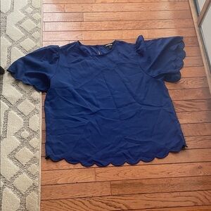 Express Royal Blue Scalloped Blouse